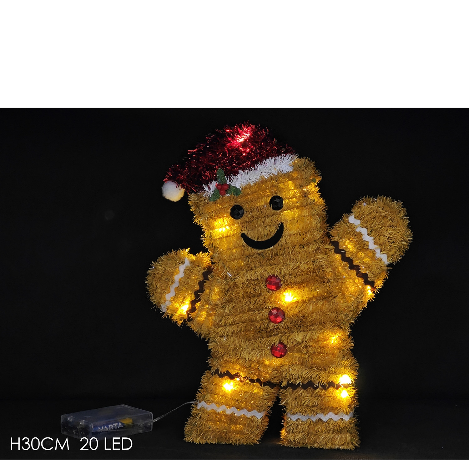 Φωτιζόμενο Gingerbread με 20 LED 30 εκ.