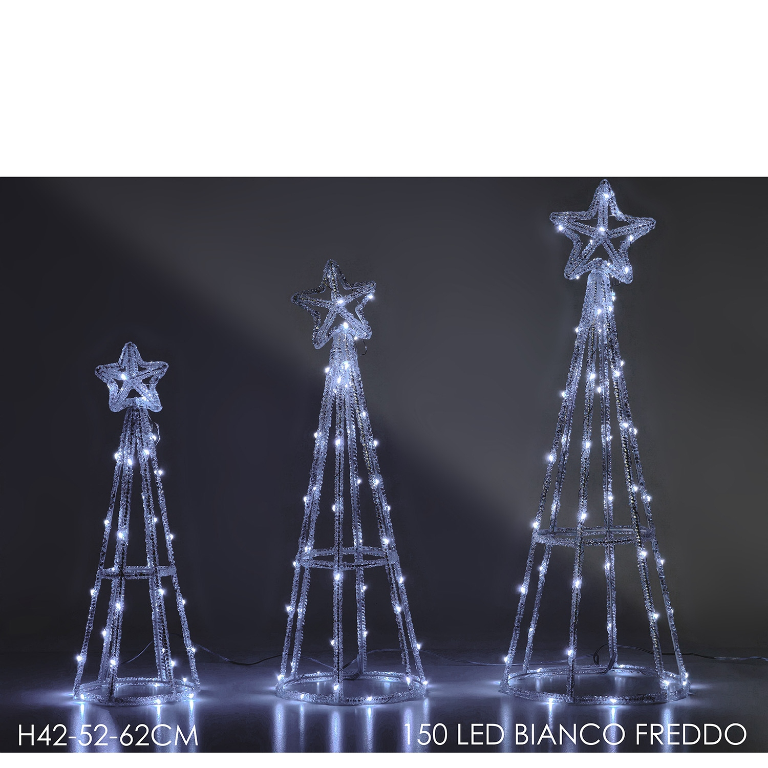 Σετ 3 φωτιζόμενα δεντράκια με 150 LED ψυχρού λευκού