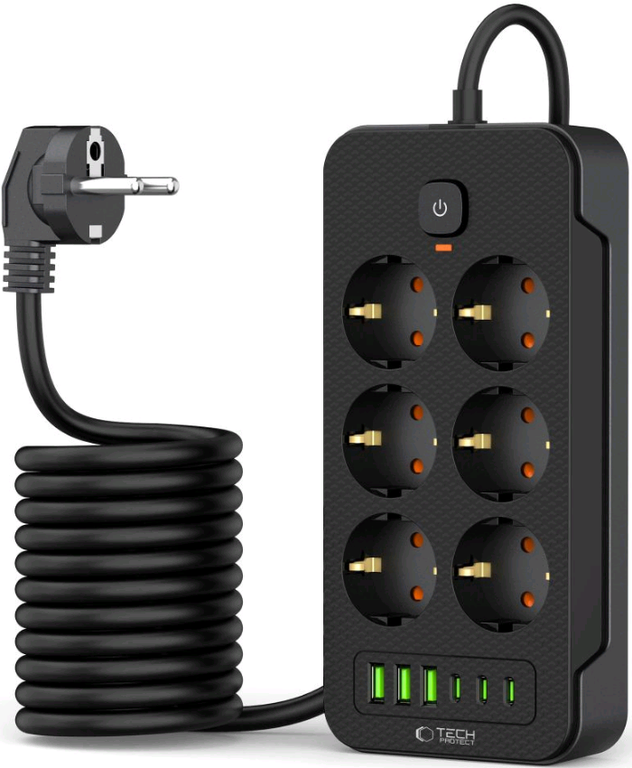 Tech-Protect PC6X6 Πολύπριζο με USB-A και Type-C