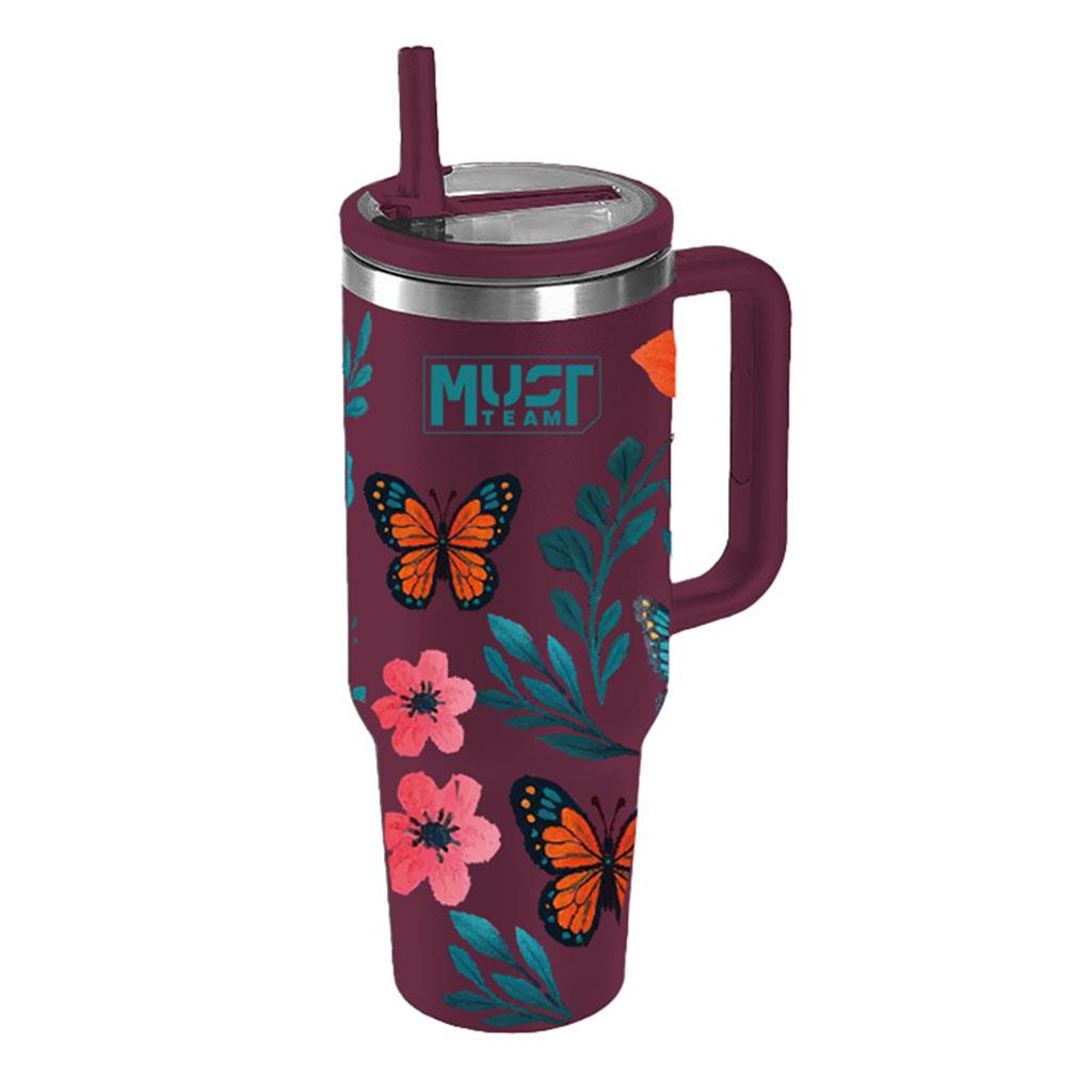 Must Team Floral ποτήρι θερμός 1.200 ml μπορντώ