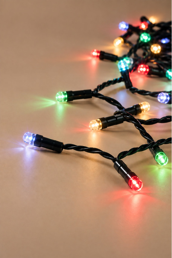 Kaeming 100 LED με πράσινο καλώδιο και πολύχρωμο φως