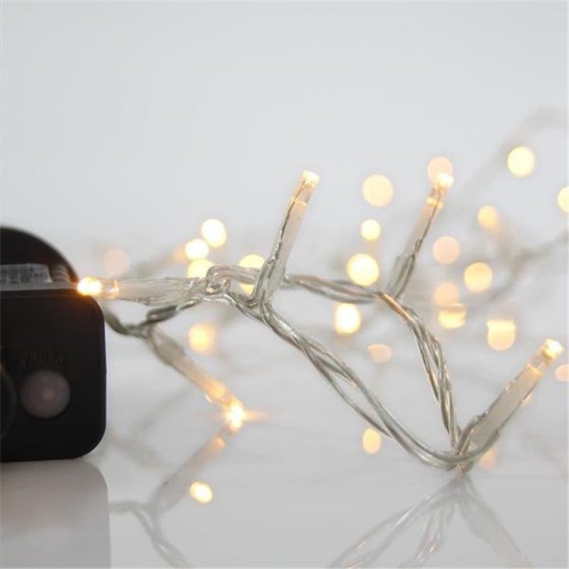 140 LED με διάφανο καλώδιο και θερμό λευκό φως